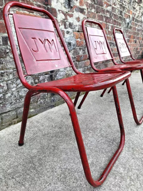 3 chaises vintage JYM en métal, meubles sièges industriels