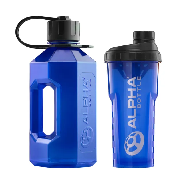 Alpha Bottle XL 1.6L Gym Jug + Alpha Bottle 750 V2 Anti-Bacterial Protein Shaker