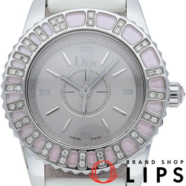 Christian Dior Crystal Diamond Bezel CD112111 SS/Leather