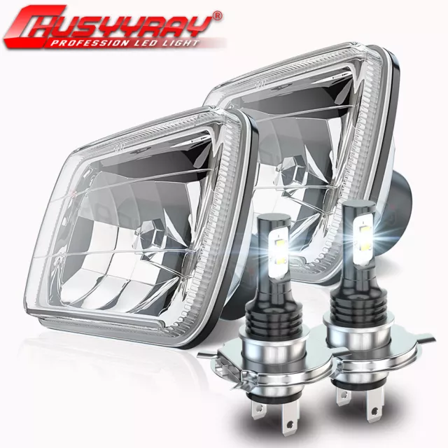 Pair 5x7 7x6" LED Headlights Hi-Lo DRL For 1982-2012 Ford E-150 E-250 E-350 Van