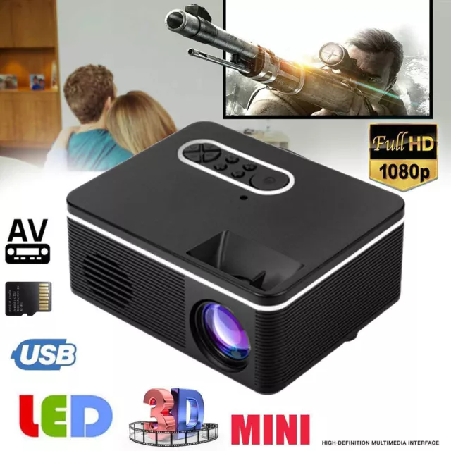 Mini Projector Portable HD 1080P LED Home Theater Multimedia Video Projector OBF