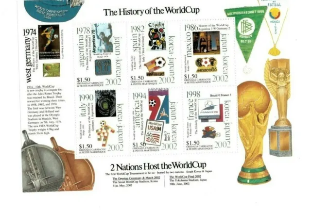 Grenadines 2001  - History of the World Cup - Sheet of six   - MNH