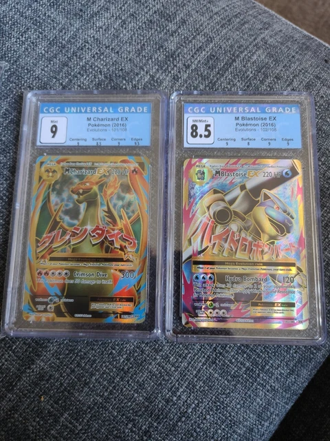 Pokemon Card - M Charizard EX 101/108 & M Blastoise EX 102/108 XY  CGC 8.5 & 9