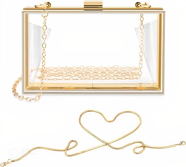 Women's Clear Purse, Acrylic Clear Clutch Bag, Stadium Approved Crossbody Should