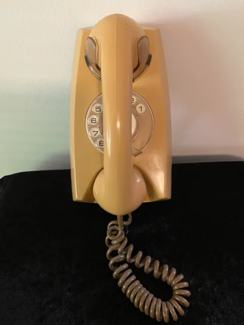 Vintage Telecom Aus AWA Wall Mount Rotary Dial Telephone - Beige / Tan - Working