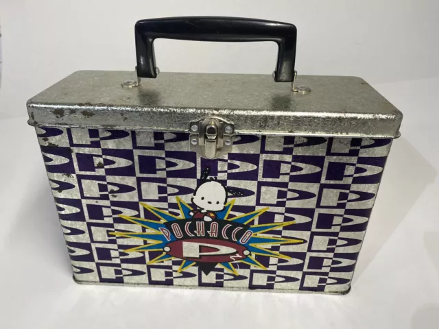 Vintage Sanrio Pochacco Tin 1996 90s Metal Lunchbox Stash Box Rusty