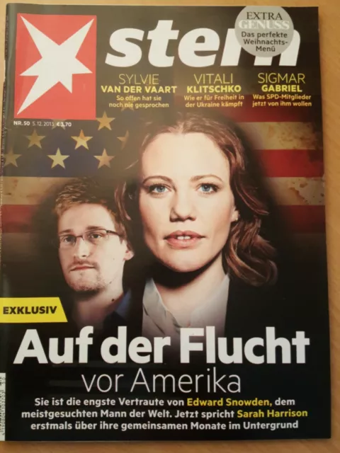 STERN Magazin Nr.50 2013 - Flucht vor Amerika - Snowden Harrison / van der Vaart