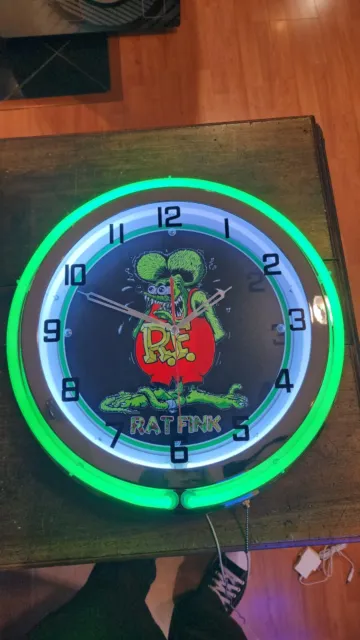 Rat Fink Double neon clock