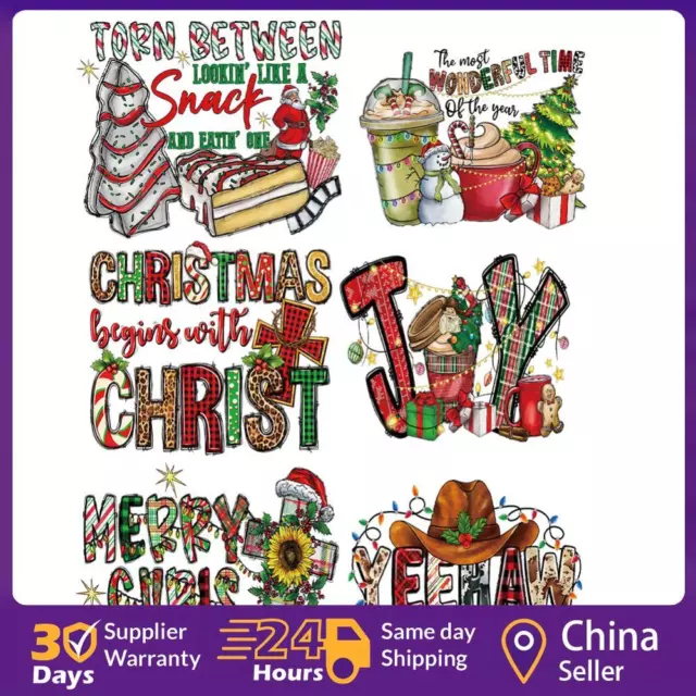 6 Sheet Heat Transfer Vinyl Patch Stickers for T-Shirt (A Christmas Alphabet) ☘️