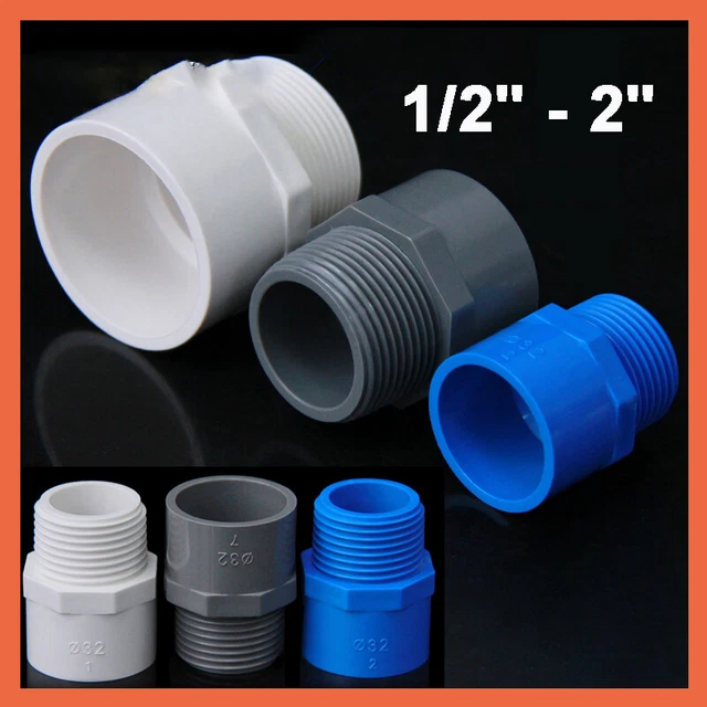 PVC NIPPLES THREADED Pipe Fittings Connector BSP Male Coupling Adapter