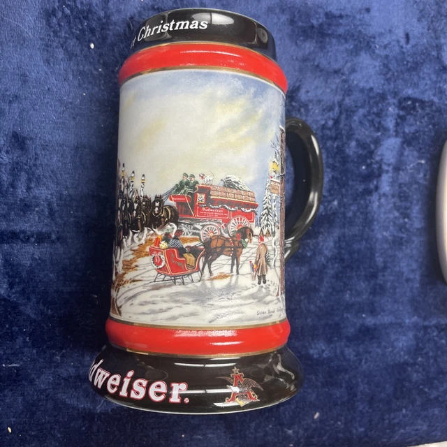 1992 Collectors Series Budweiser A Perfect Christmas Holiday Beer Stein Mug