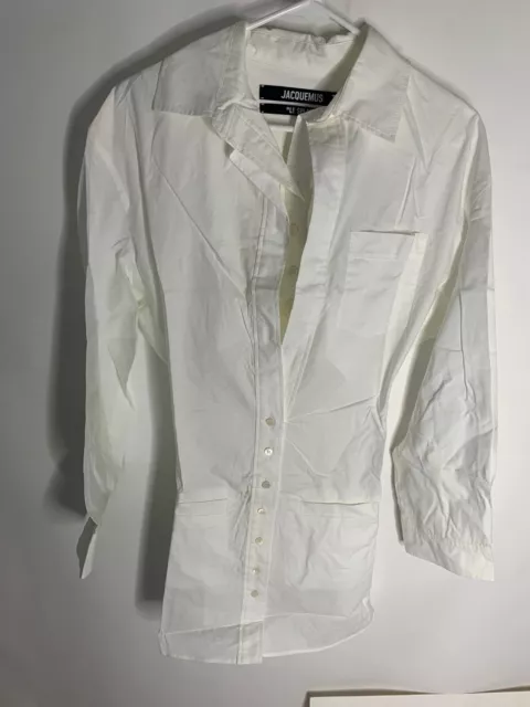 Jacquemus Le Splash Womens 34 White La Robe Baunhilha Shirt Mini Dress Button