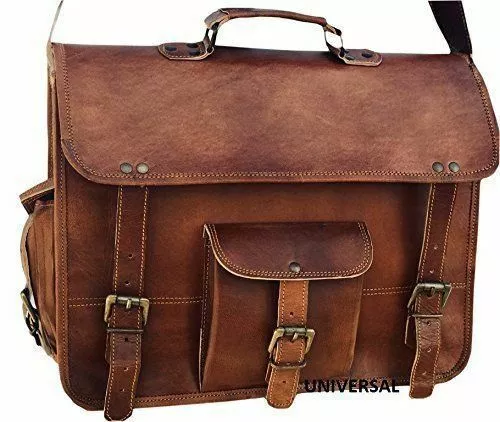 Nuevo Grande Portátil Genuino Vintage Cuero Mensajero Maletín Cartera Hombre Bag