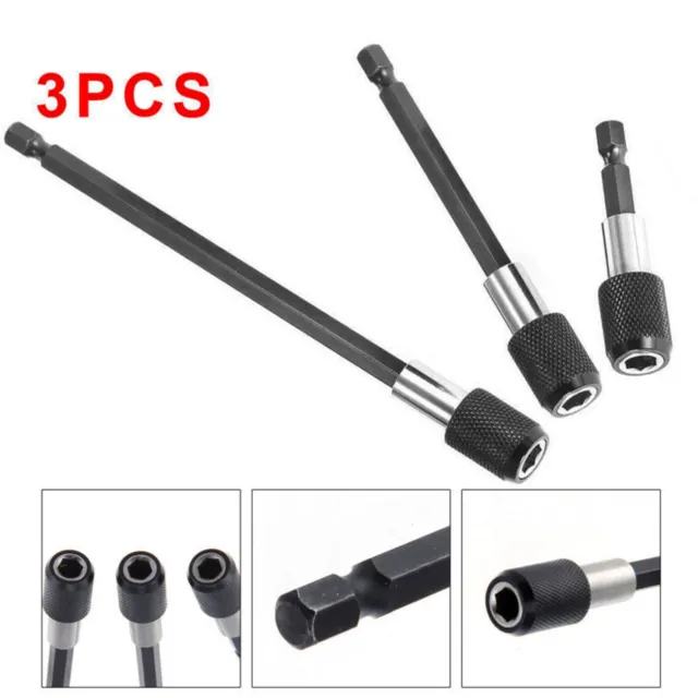 3PCS Magnetic Extension Bit Holder 1/4" Hex Screwdriver Drill 6 10 15cm Long New