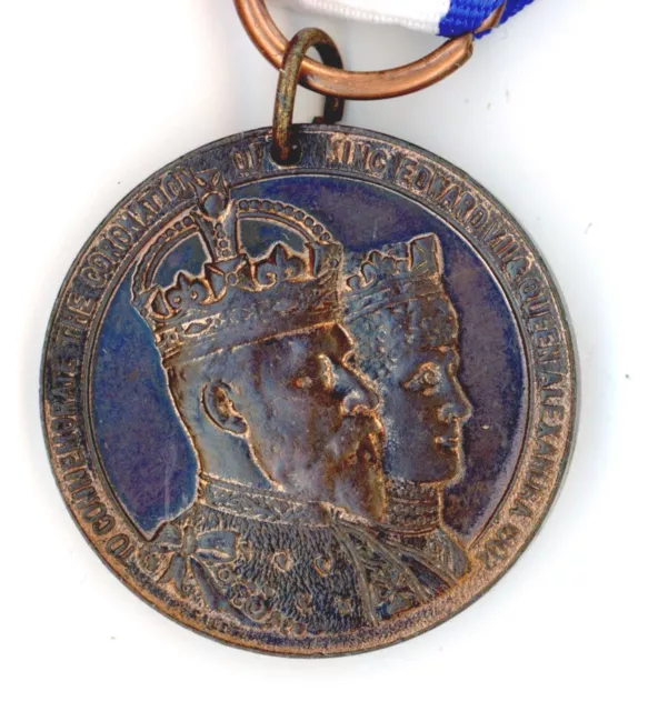 Coronation King Edward VII 1902 medal medallion City of Dundee bronze antique