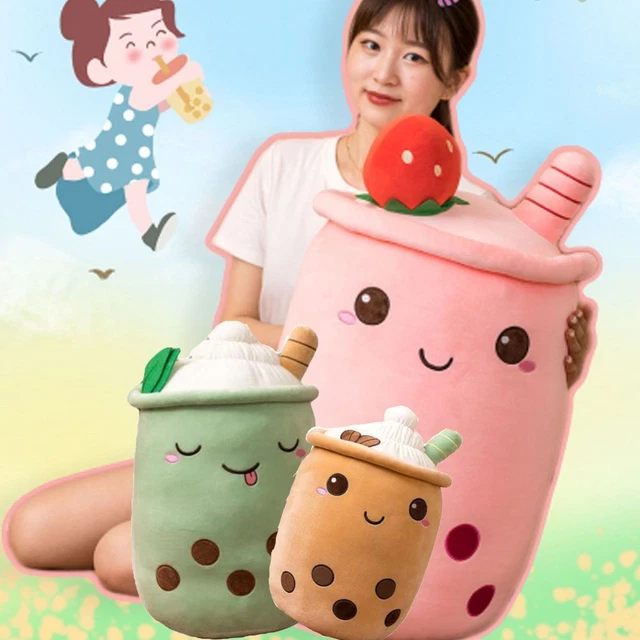 en peluche en peluche douce Coussin Kawaii Motif de tasse de thé à bulles Boba
