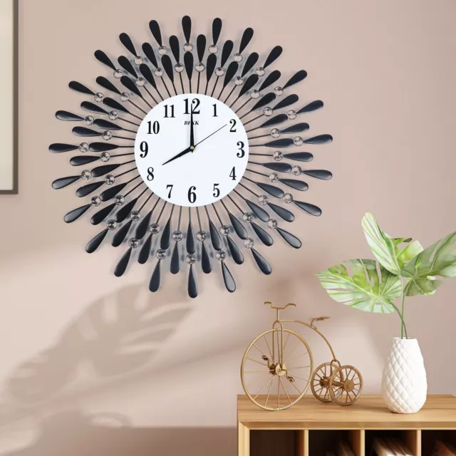 Luxury Large Wall Clock 3D Metal Living Room Feather Wall Watch Home Decor