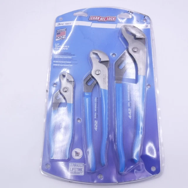 3 PLIER SET channel lock Self Adjusting Tongue And Groove Pliers In
