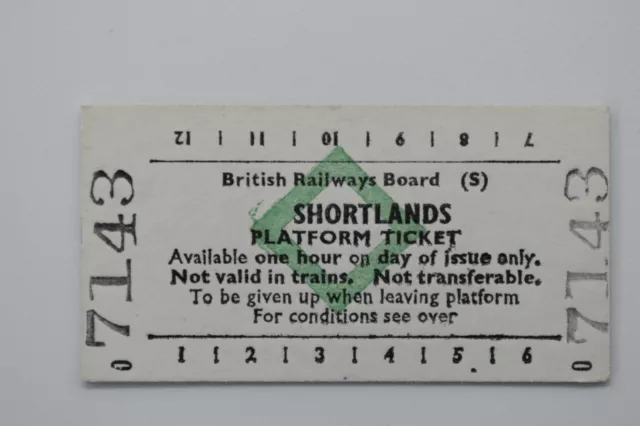 British Railways Board (S) SHORTLANDS Platform Ticket No 7143 3SEP84