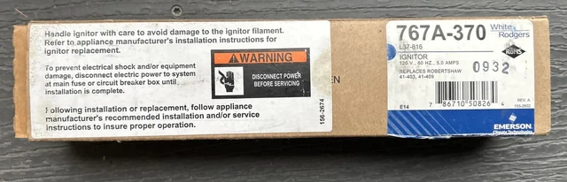 White Rodgers 767A-370 Hot Surface Ignitor Silicon Carbide