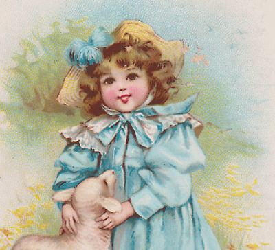 SWIFT & CO TRADE CARD, HUMPHREY or BRUNDAGE, PRETTY LITTLE GIRL & HER LAMB  X639