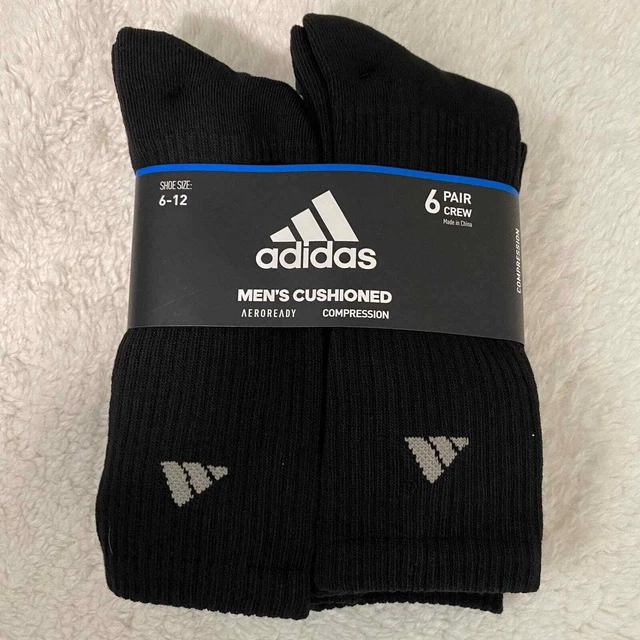 New Adidas Men's Mushioned Compression Crew Socks Size 6-12