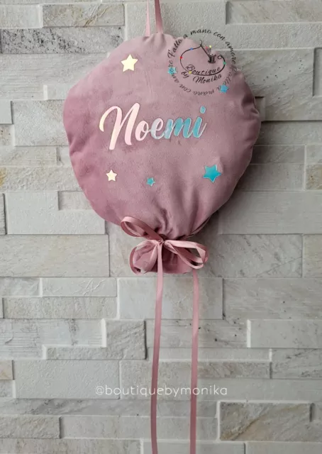 Fiocco Nascita Palloncino Personalizzato Con Il Nome In Velluto