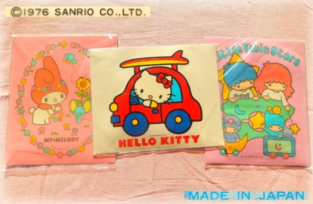 🚗 Vintage SANRIO LITTLE TWIN STARS MY MELODY HELLO KITTY 1976 Adesivi Stickers