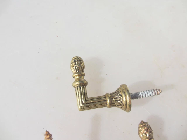 Vintage Brass Curtain Tie Backs Hooks French Old Gold Coat Hook Hangers 1.5"D 2