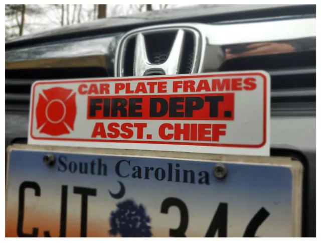 10"X4" METAL CUSTOM REFLECTIVE Firefighter EMT FIRE License Plate frame Topper