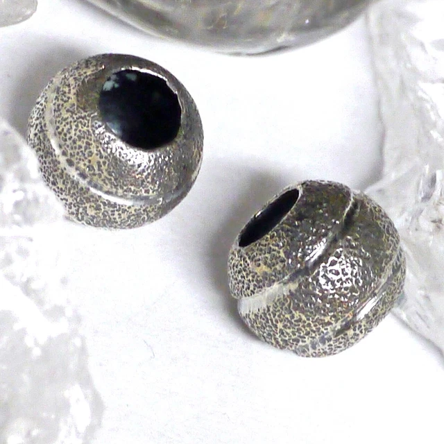 2 x Bart Perle 925 Sterlingsilber Hammerschlag Bartperle Bartgummis Bartschmuck