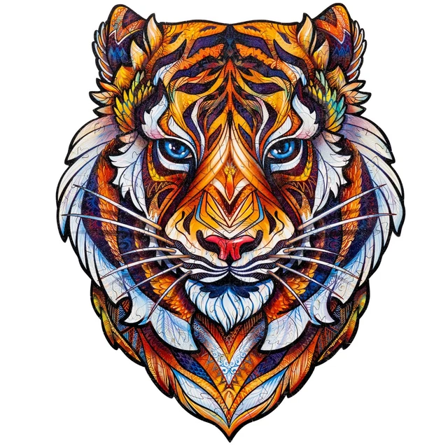 UNIDRAGON Wooden Puzzle Jigsaw, Lovely Tiger (19 x 24 cm) 104 pcs, Small