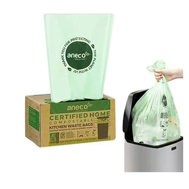 ANECO 100% Compostable Trash Bags 13 Gallon 35 Count New