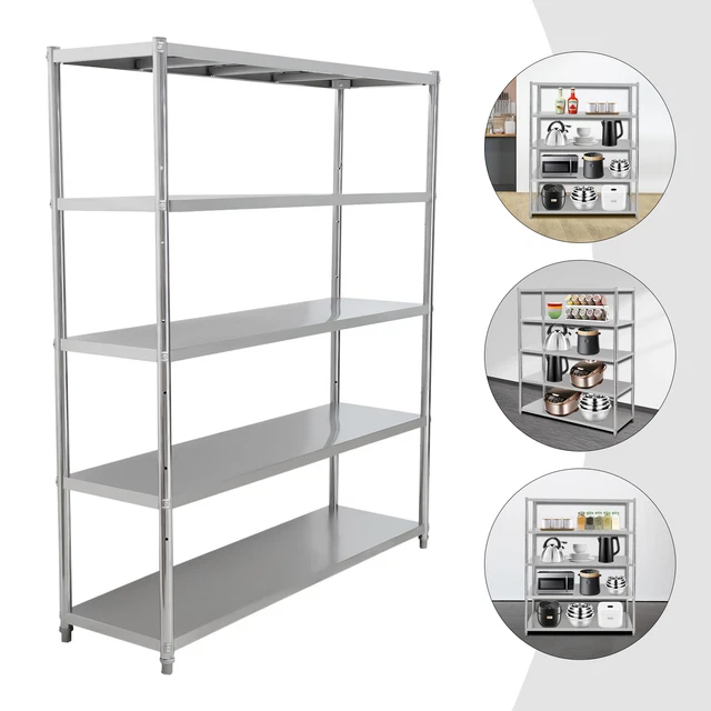 Stainless Steel Shelving Heavy Duty Kitchen Shelf 5 Tier Large-capacity