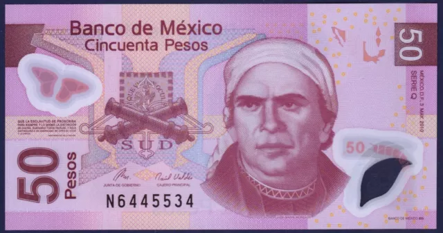 MEXICO - P123q - 50 Pesos - 2004 (2010) - Serie Q - POLYMER - RARE - Gem UNC