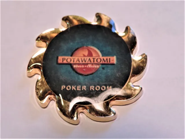 Potowatami Casino Milwaukee Gold Tone Poker Card Gaurd Chip With Case