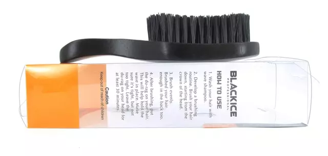 Black Ice Magic Wave Brush 7'' Curved Club Hard Premium Boar Shine in Your Hair