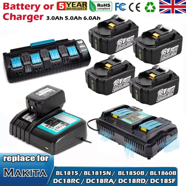 2x Batterie Makita BL1860B 197422-4 18.0V 6 Ah + 1x Chargeur