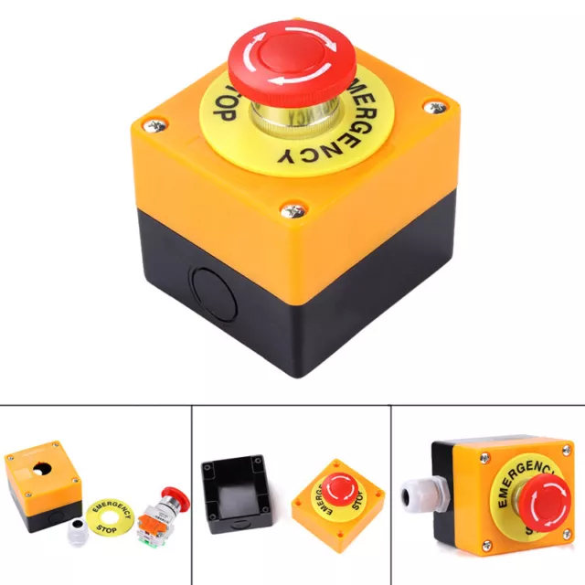 1 NO 1 NC 10A 660V Emergency Stop Push Button Red Sign Mushroom Switch Station