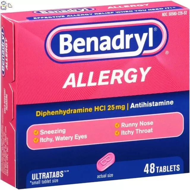 2 Pack, Benadryl - Cold & Allergy Relief Tablets 48 Tablets, Exp. 02/2024+