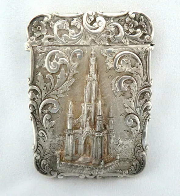 Antique Nathaniel Mills Hallmarked Sterling Silver Card Case ~ Scott Memorial