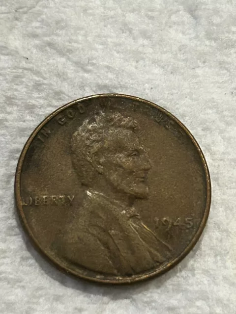 RARE 1945 Wheat Penny Cent Coin Error  “L” in Liberty is in Rim  & No Mint Mark