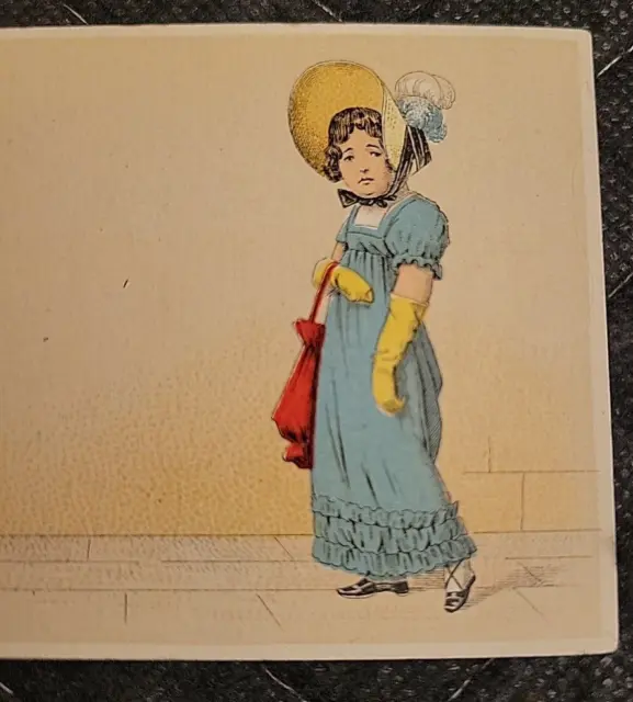 Victorian Ink Blotter Trading Card Dressed Up Sad Girl Chas. W Frost 1875 Unused