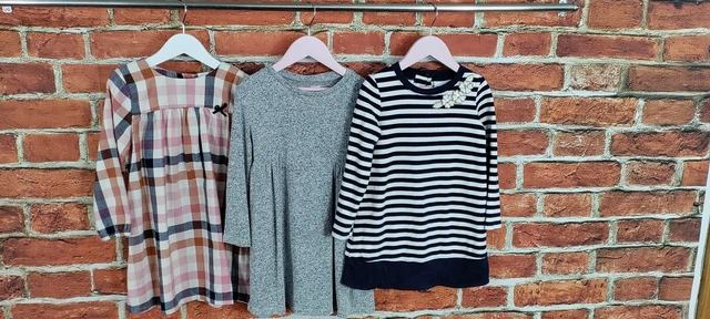 Girls Bundle Age 3-4 Years Nula Bug H&M Gap Long Sleeve Dress Stripe Check 104Cm