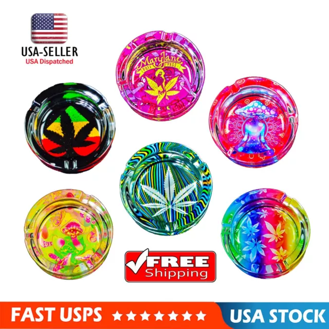 Round Glass Ashtray for Cigarettes Colorful Outdoors Indoors Cigarette Ashtray