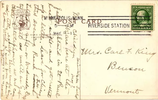 THE FALLS OF Minnehaha Minneapolis Minnesota Divided Postcard c1911 $5. ...