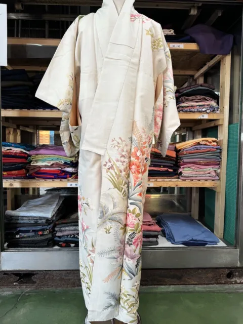 Tsukesage Giapponese Antico Kimono Vintage Seta Abito Cardigan Rosa Autentico