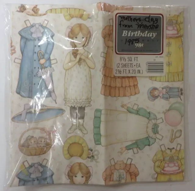 Vintage 1983 PAPER DOLLS Wrapping Paper Gift Wrap Hallmark NEW OLD STOCK Unused