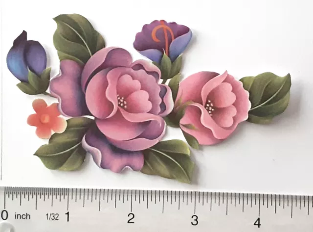 3D Rosa Púrpura Flor Rosa Azul Brote Spray Tarjeta Libro de recortes Embellecimiento 3634