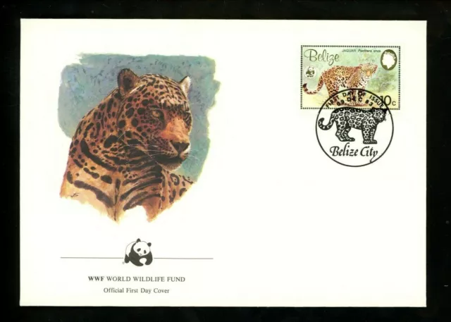 Postal History WWF FDC Belize Scott #689-692 Jaguar Pictorial 1983 Set 4